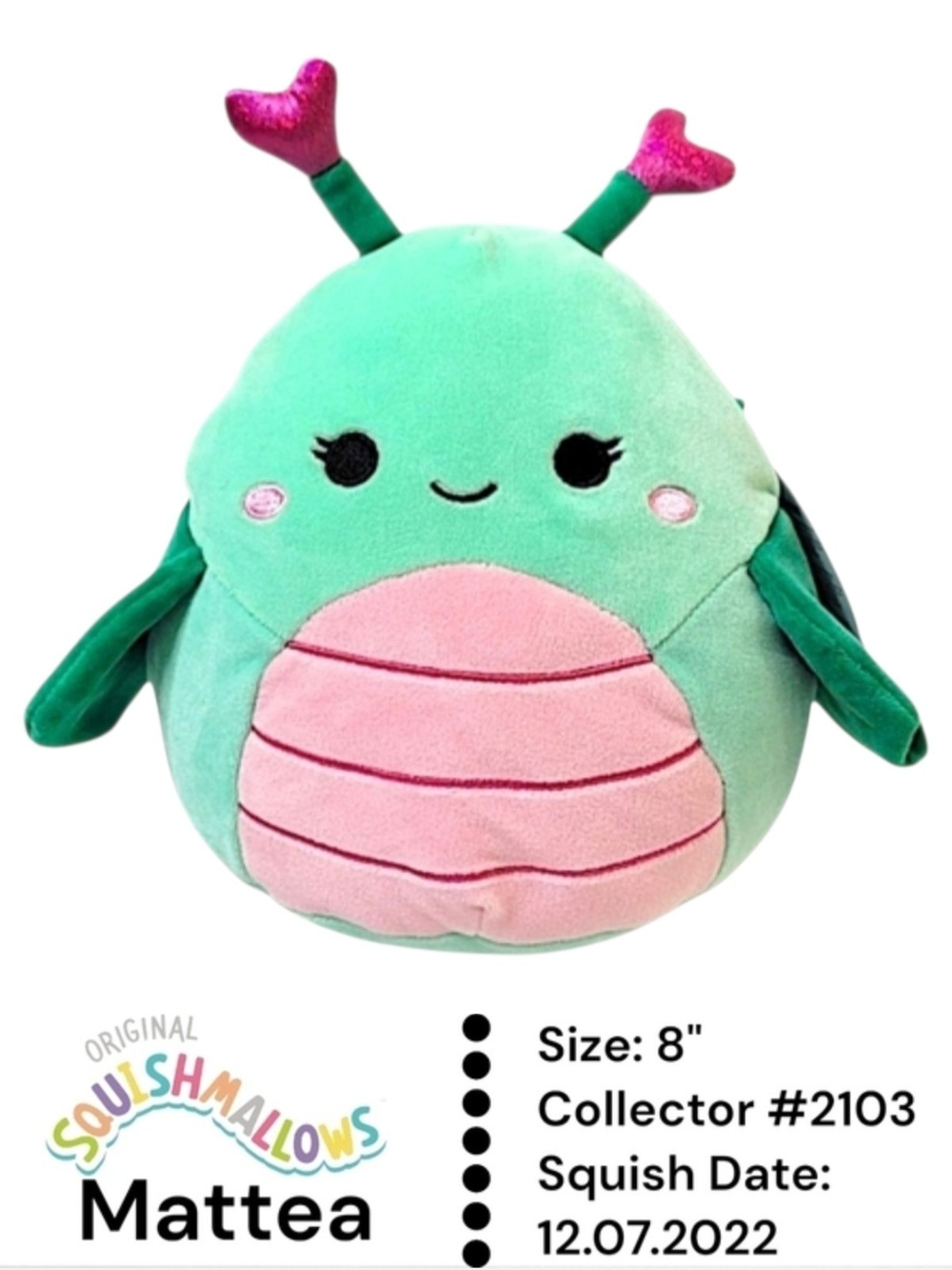 Squishmallows MATTEA 8 Inch Green Grasshopper